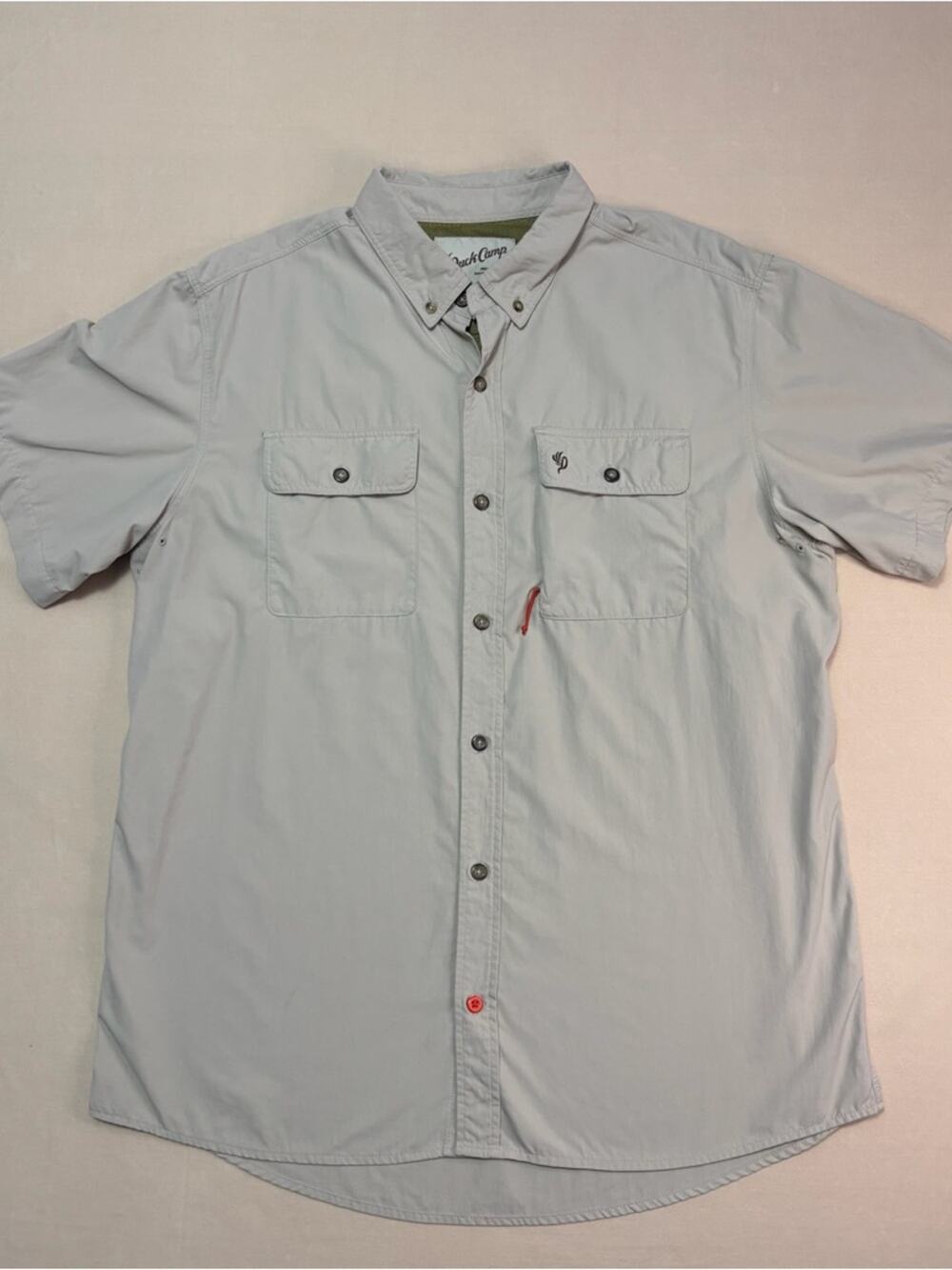 Duck Camp Men's Khaki Gorpcore Short-Sleeve Button-Down Outdoor Shirt Size XL
